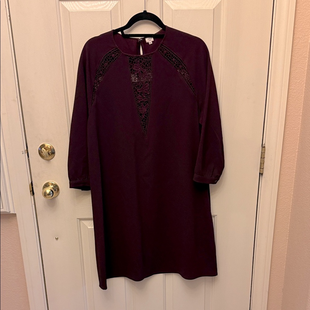 Wilfred Elegant Burgundy Lace Accent Dress